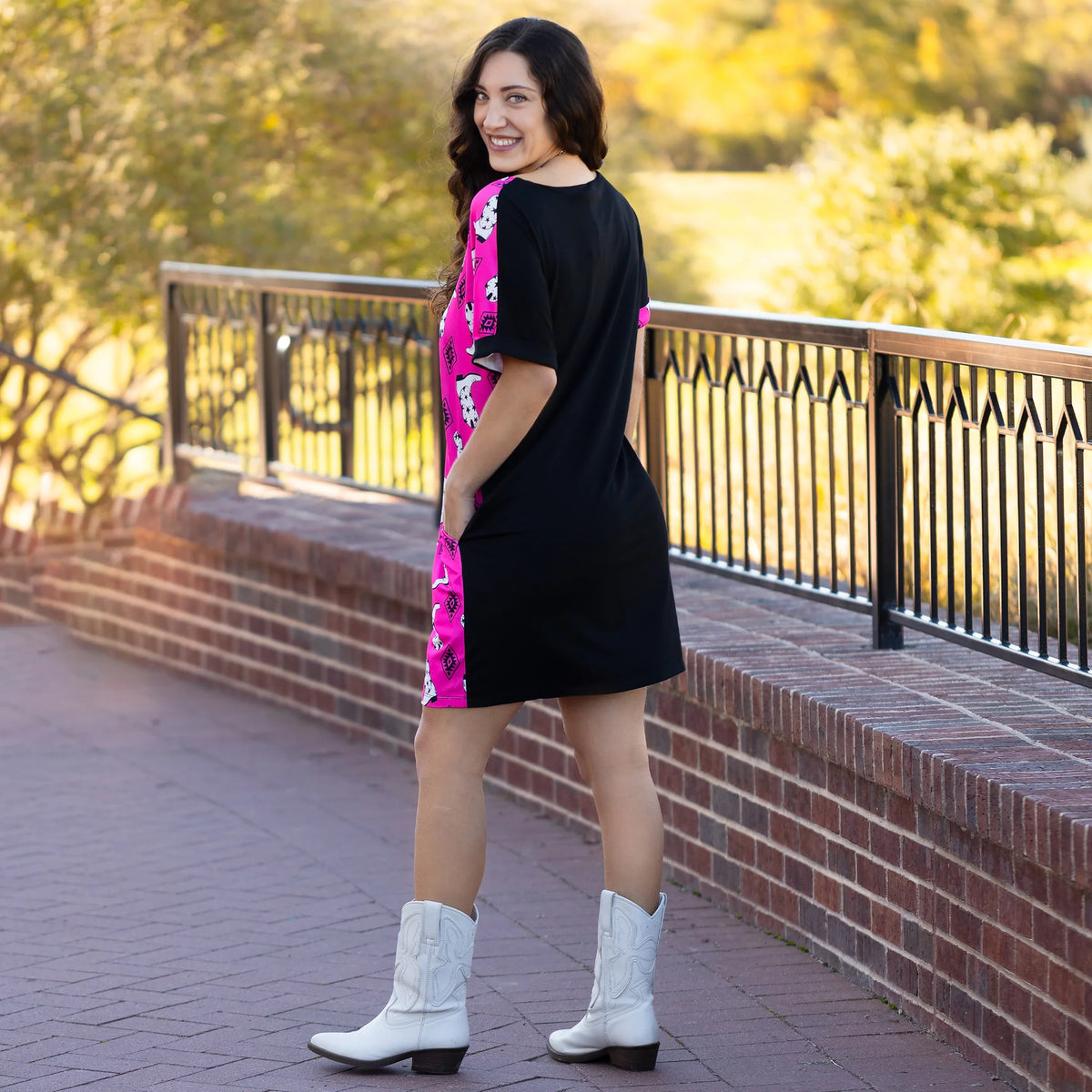 Sunshine & Redeo Western Color Block Dress with Pockets