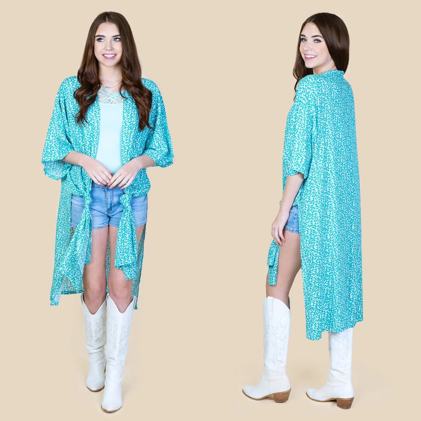 Leopard Duster - Turquoise