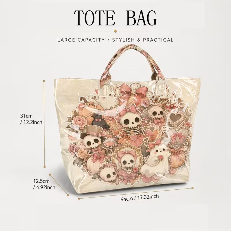 Glossy PVC Pretty Skelton Tote Bag