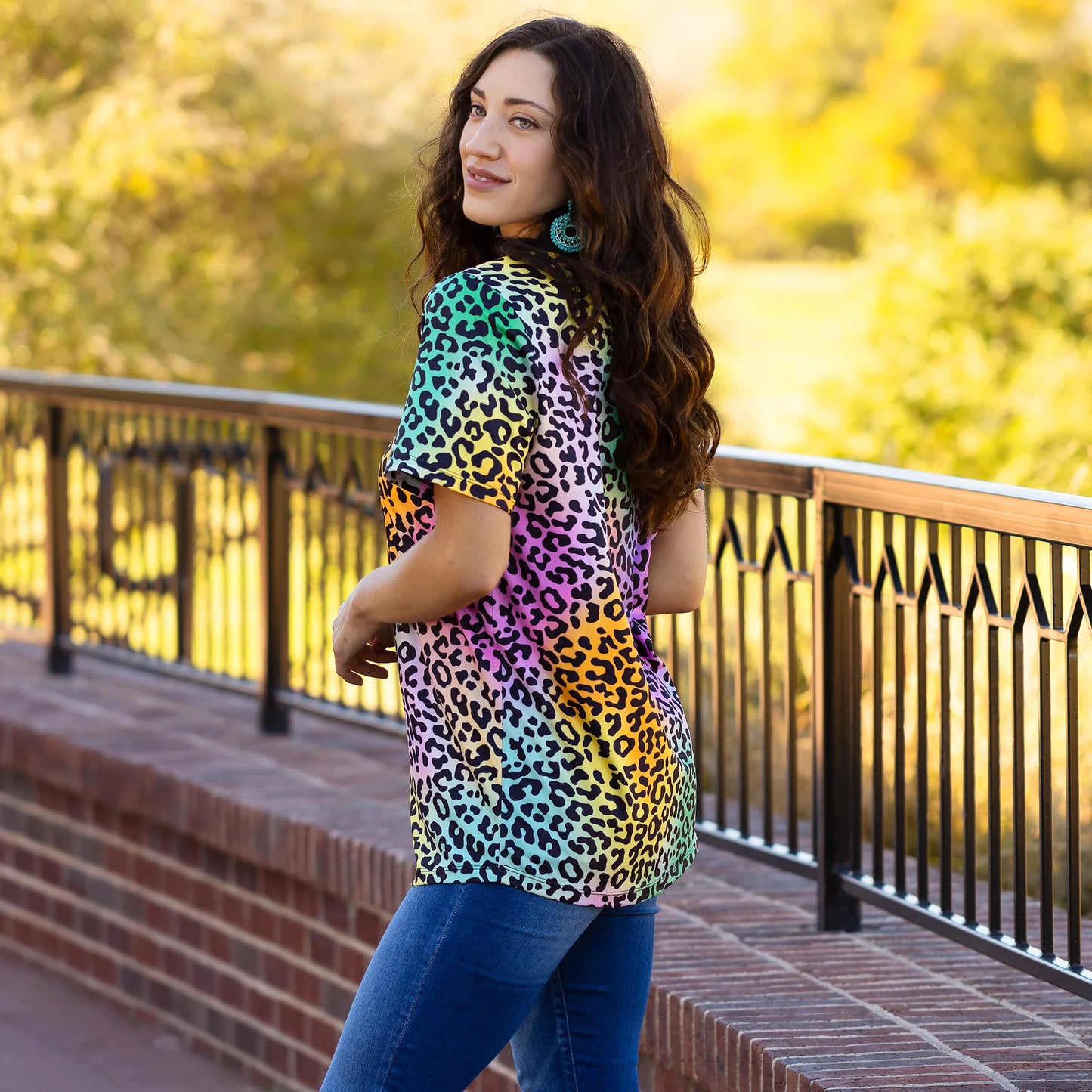 DoorBuster Multi Leopard Print Half Sleeve Top