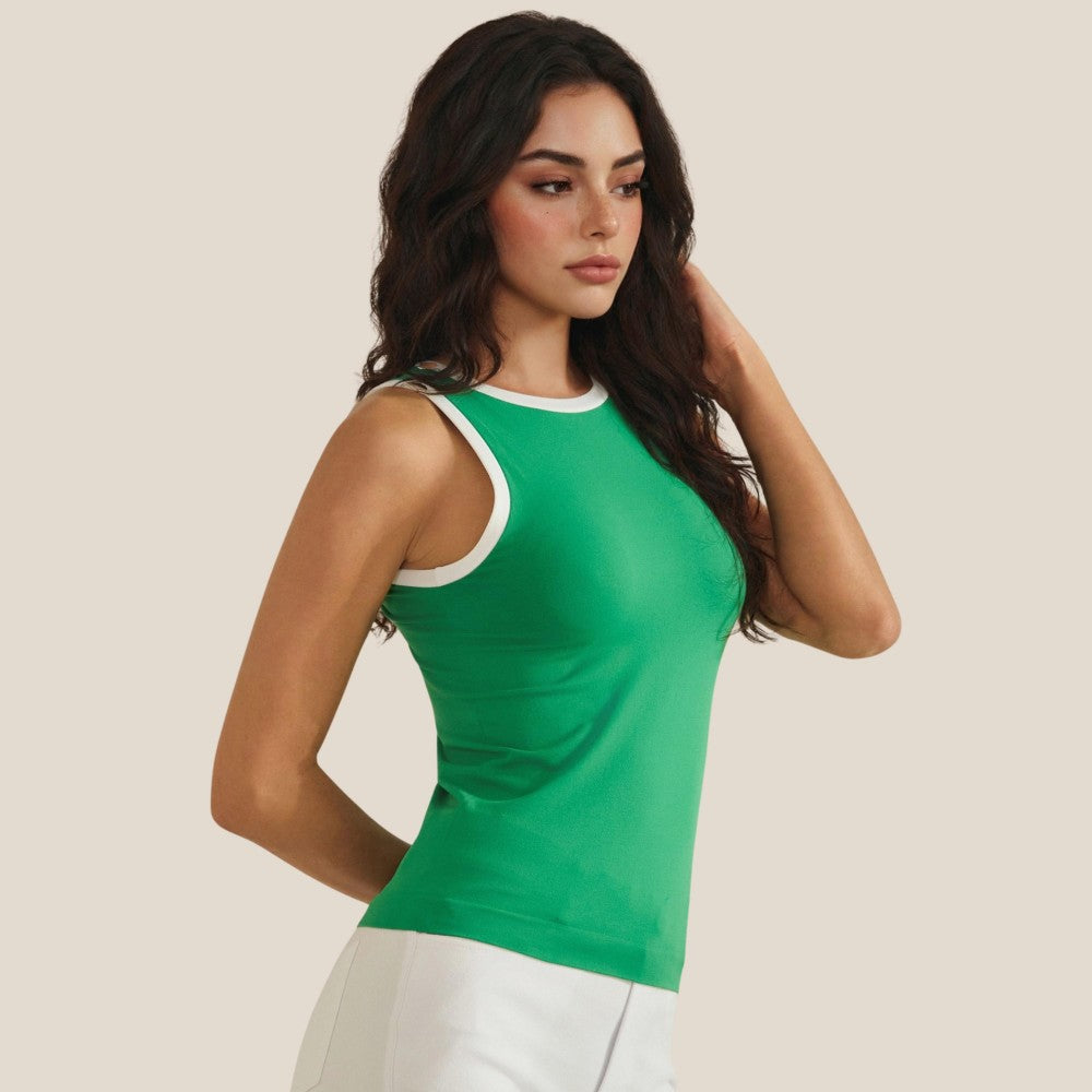 Reversible High Neck Two Tone Tank Top - Kelly Green