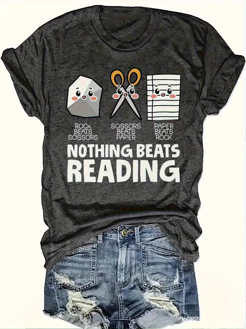 Women's Nothing Beats Reading Vinyl Graphic T-Shirt