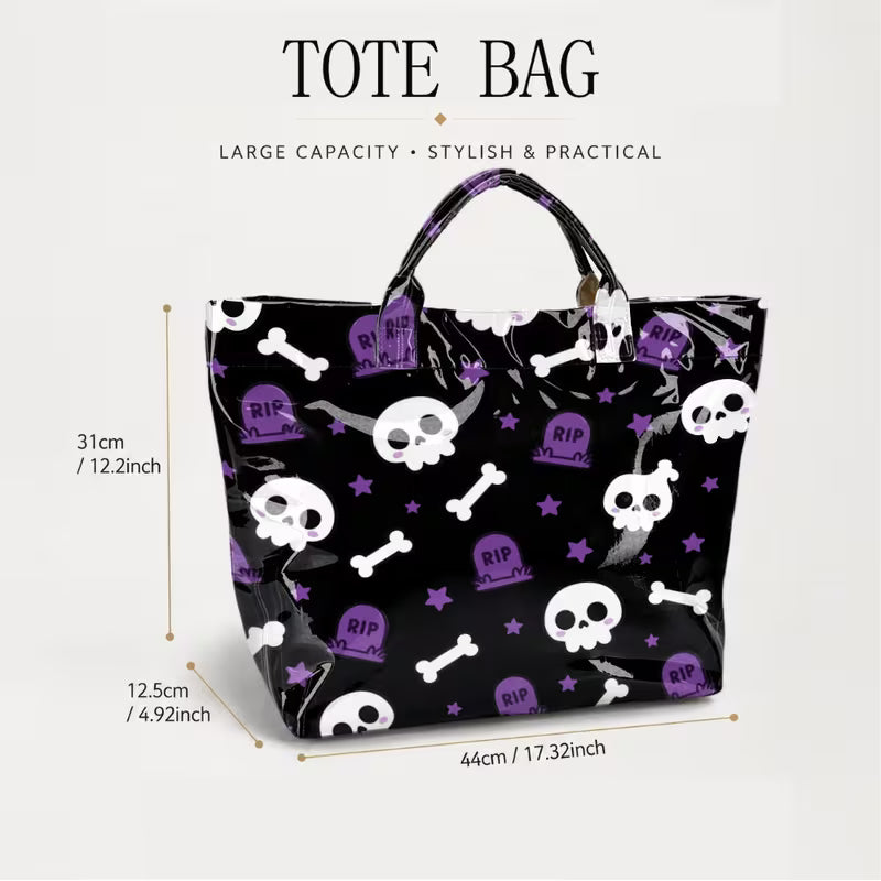 Glossy PVC Skull & Bone Tote Bag