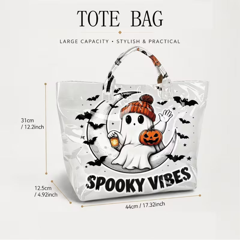 Glossy PVC Spooky Vibes Tote Bag