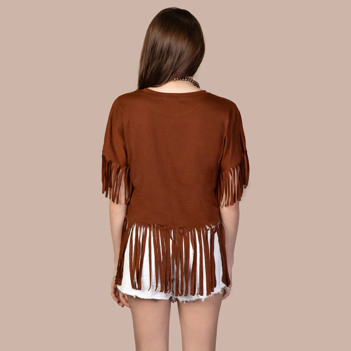 sunshine & Redeo Half Sleeve Top with Fringe