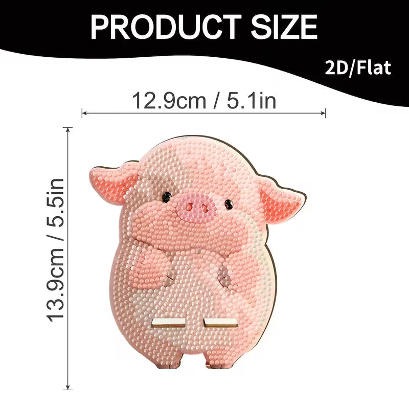 Preorder Wooden Pig Diamond Art Phone Stand