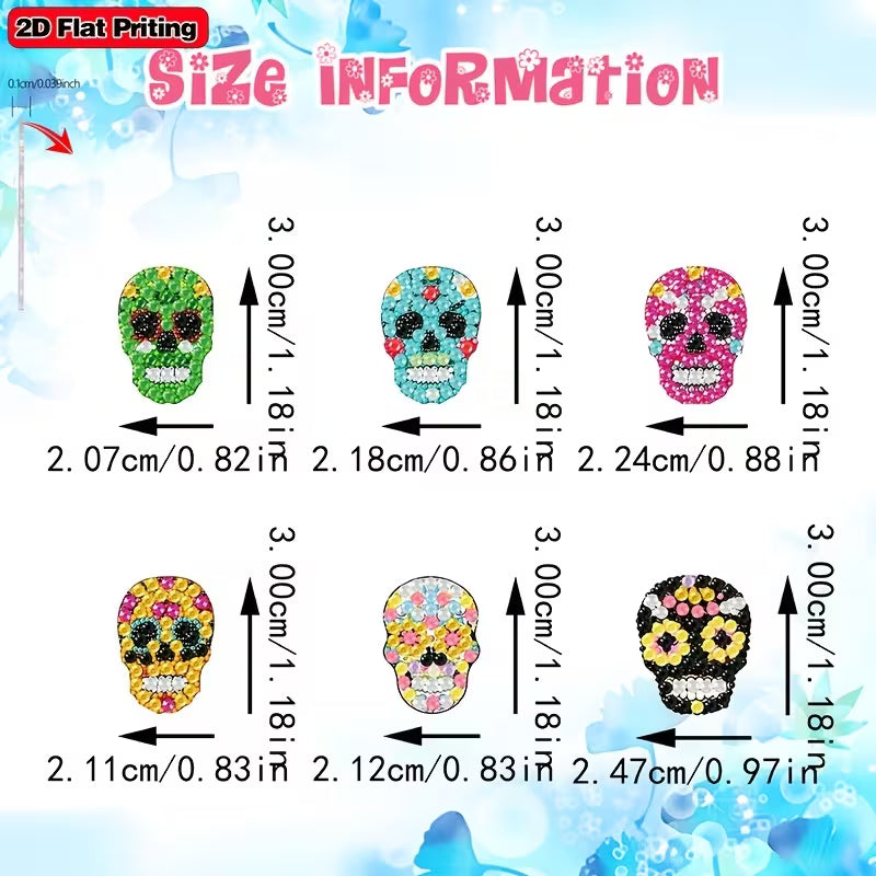Preorder 6 Skull Diamond Art Earrings