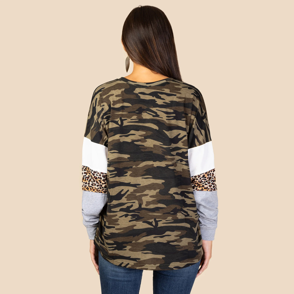 Sunshine & Redeo Leopard Sleeve Spirit Jersey Top