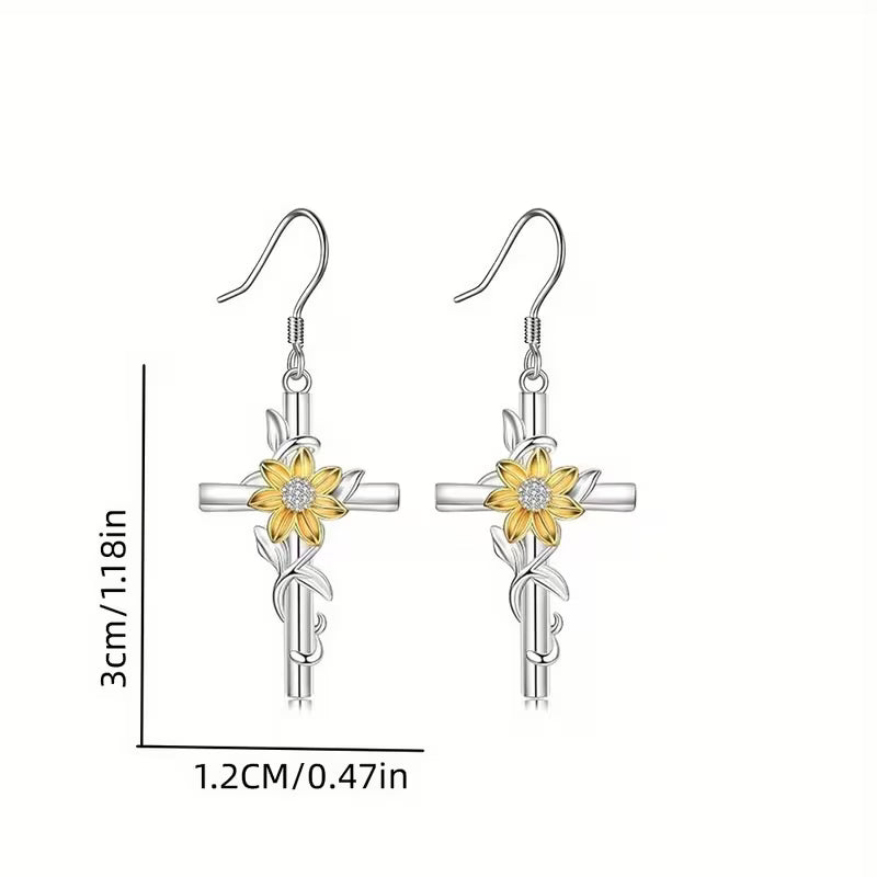 Sunflower Cross Earrings