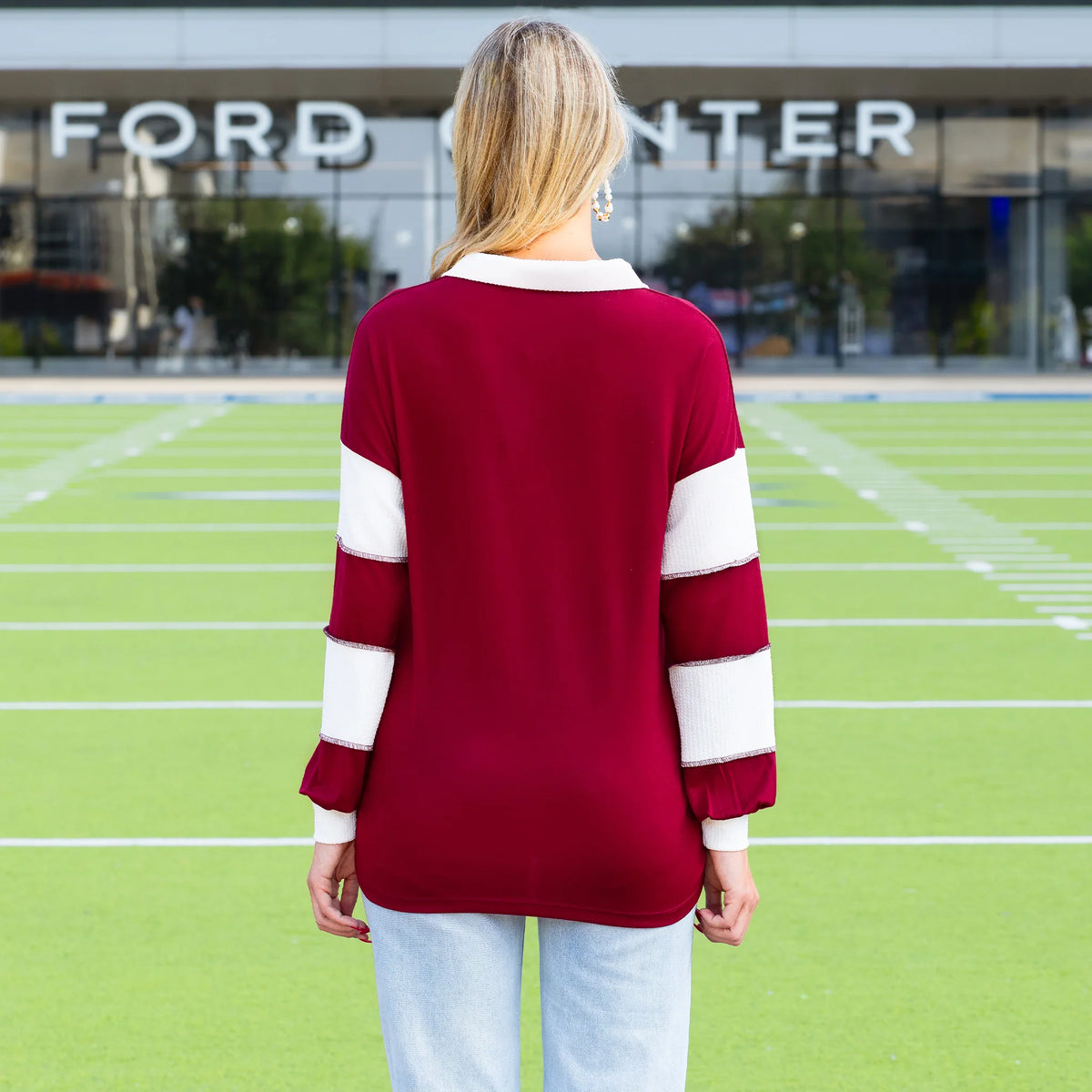 Sunshine & Rodeo Game Day Pull Over with Zipper - Burgundy