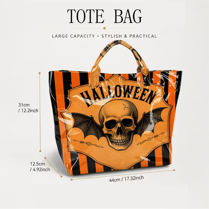 Glossy PVC Skull Bat Tote Bag