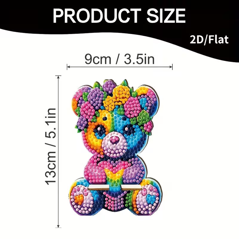 Preorder Wooden Colorful Bear Diamond Art Phone Stand