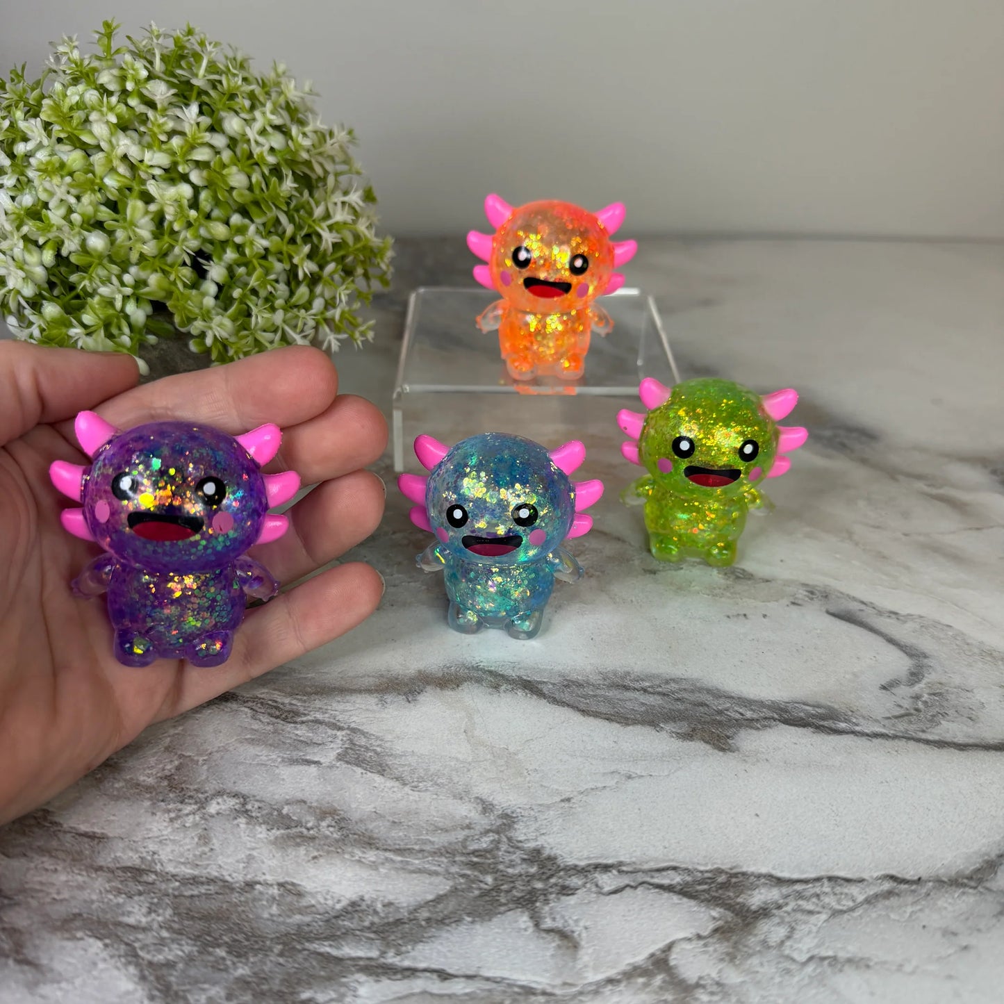 RTS Mystery Color Squishy Toy - Baby Axolotl Glitter