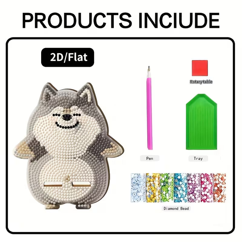 Preorder Wooden Wolf Diamond Art Phone Stand