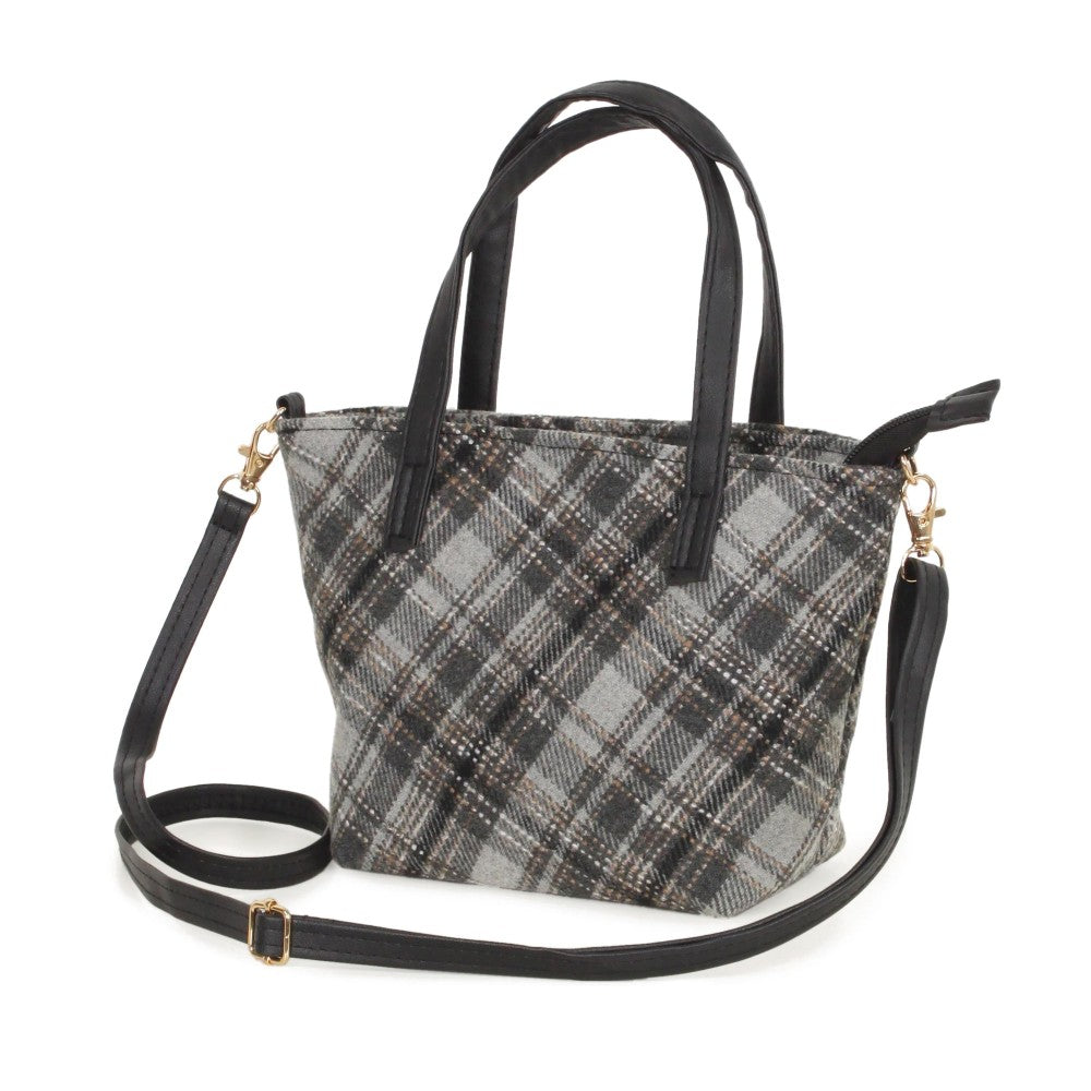Stitch Plaid Print Crossbody Purse