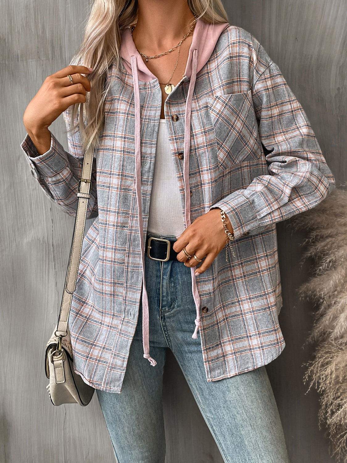 Plaid Long Sleeve Hooded Jacket - 5 Colors!