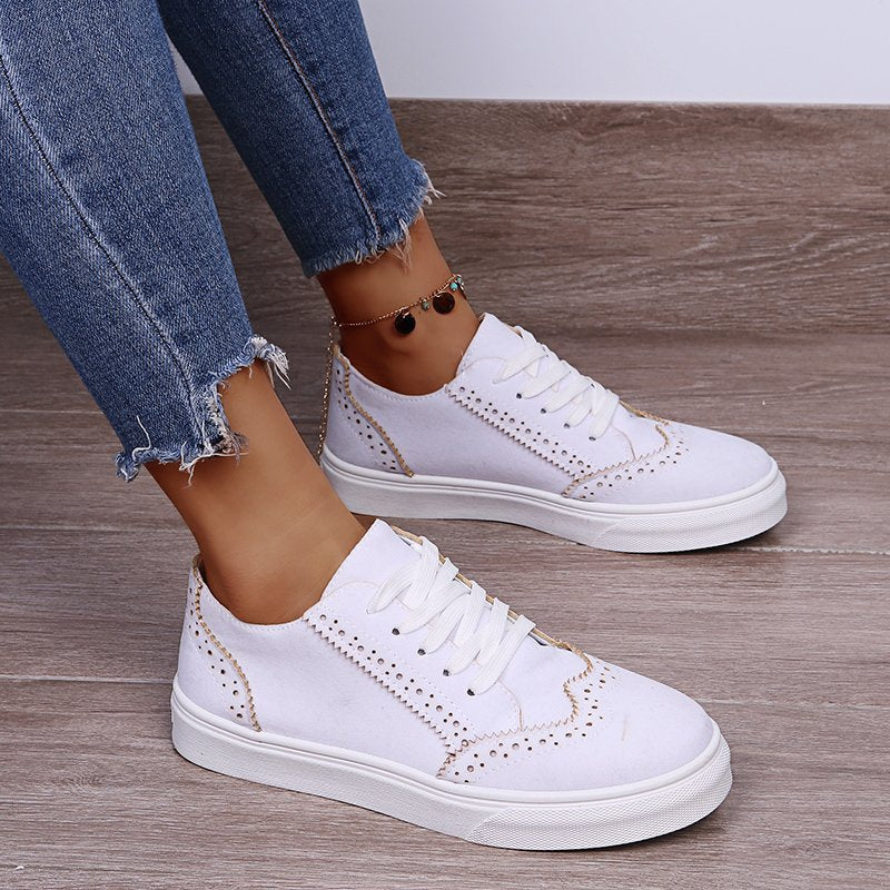 Lace-Up Suedette Flat Sneakers - 4 Colors