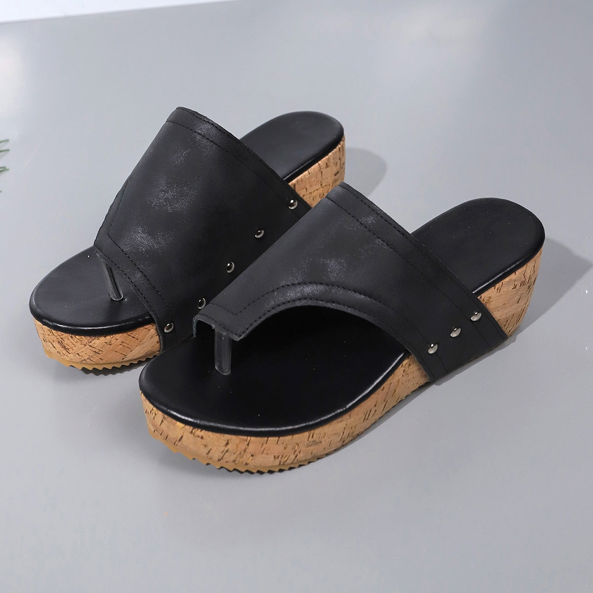 PU Leather Wedge Sandals - 3 Colors