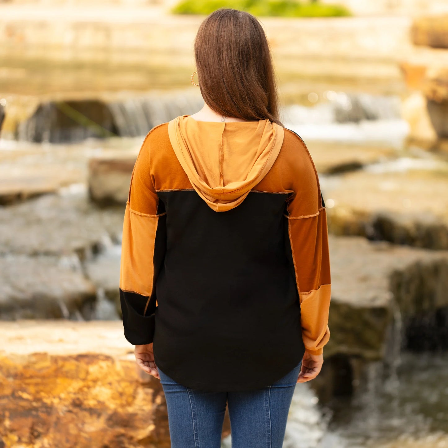 Color Block Hoodie with Pockets