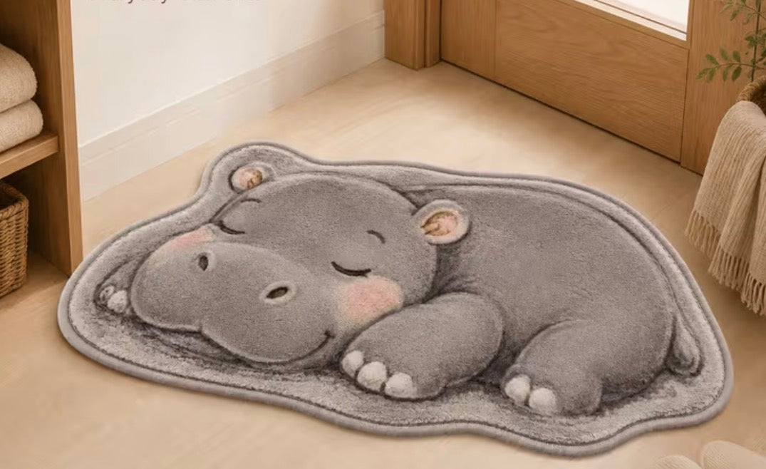 Preorder Baby Hippo Shaped Bath/Bedroom/Kitchen Rug