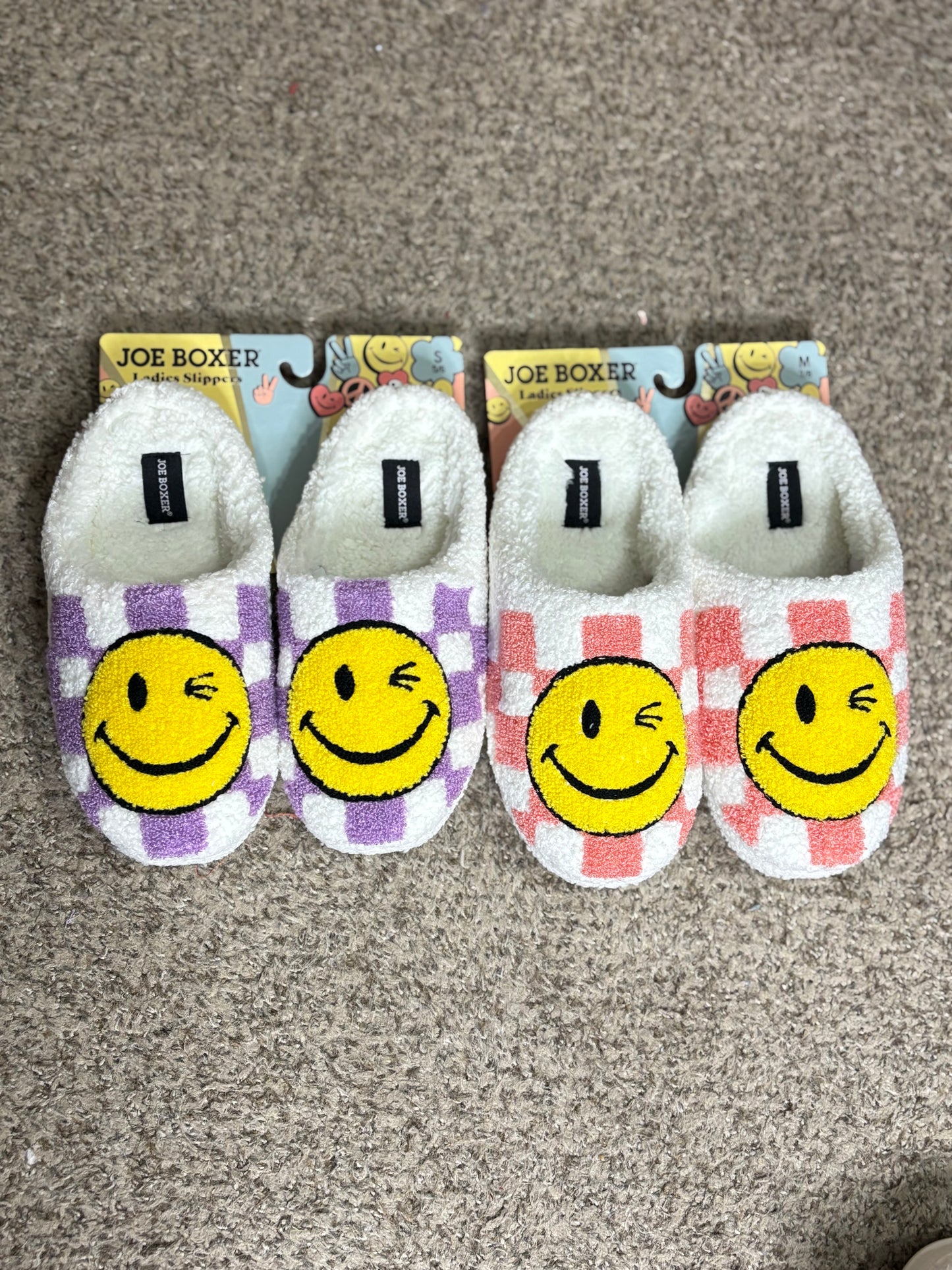 Checkered Smiley Slippers