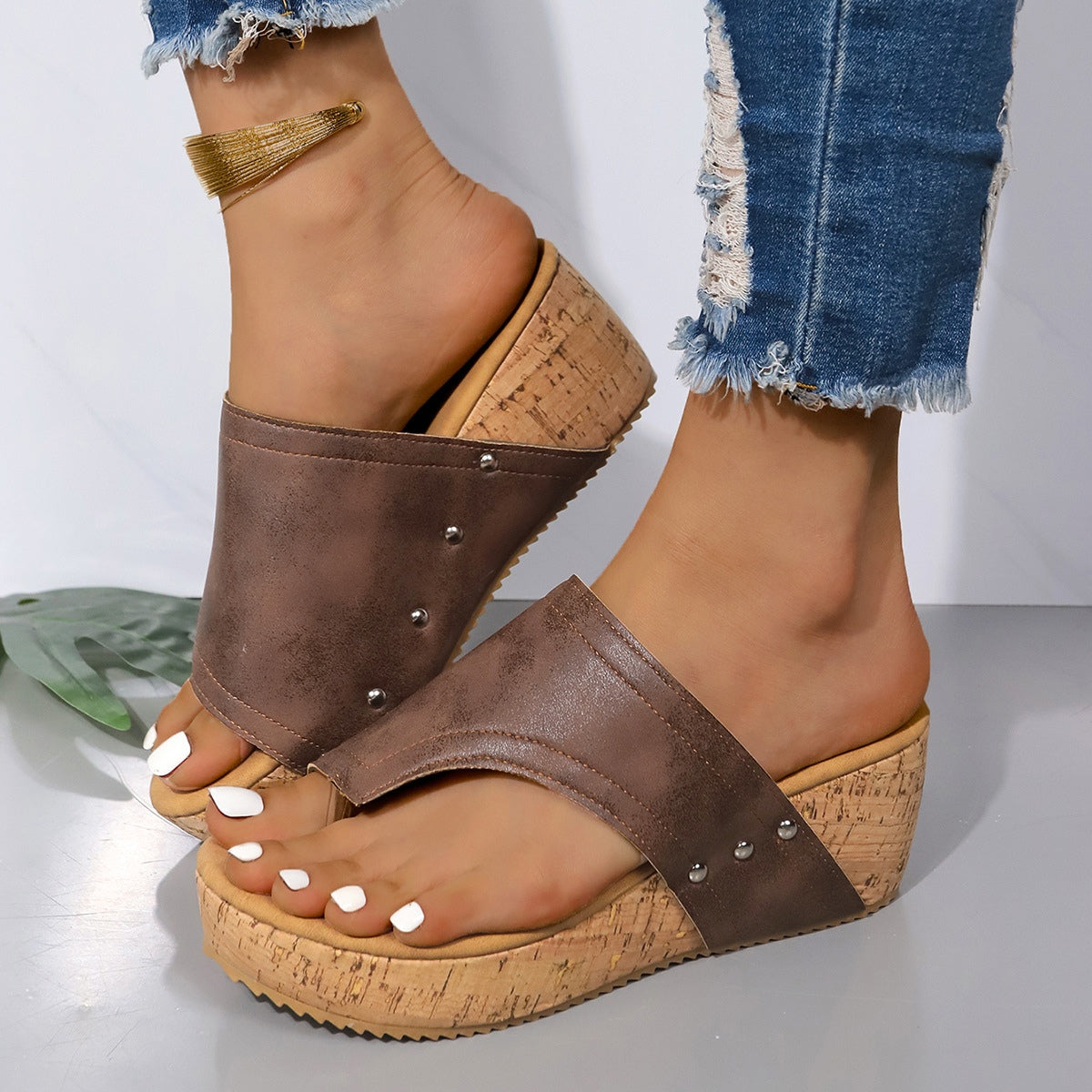 PU Leather Wedge Sandals - 3 Colors