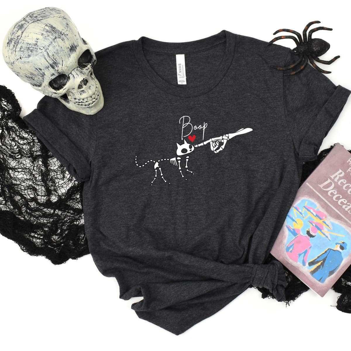 Boop Cat Skeleton Graphic Long Sleeve