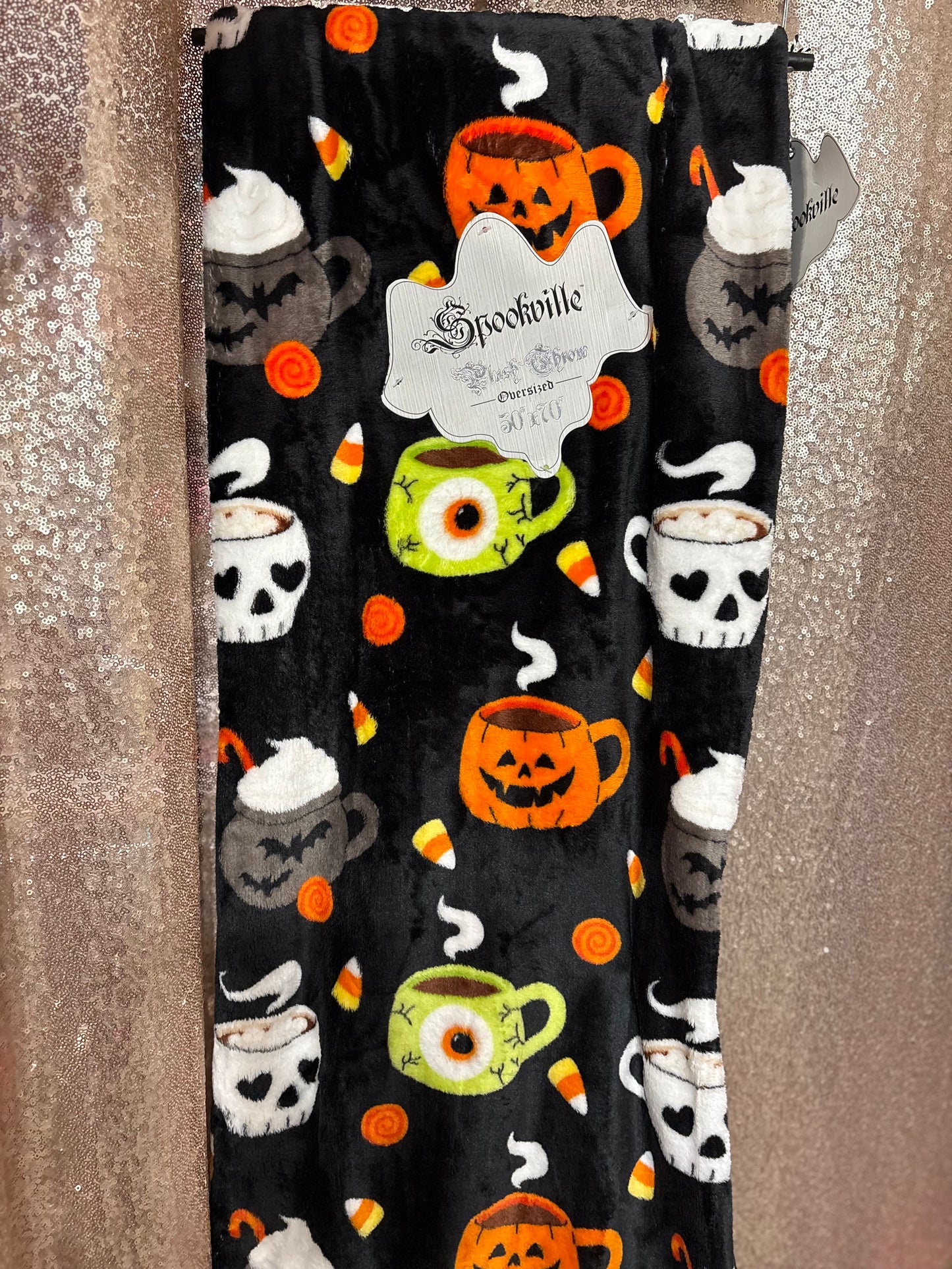 50 X 70 Plush Halloween Coffee Cups Blanket