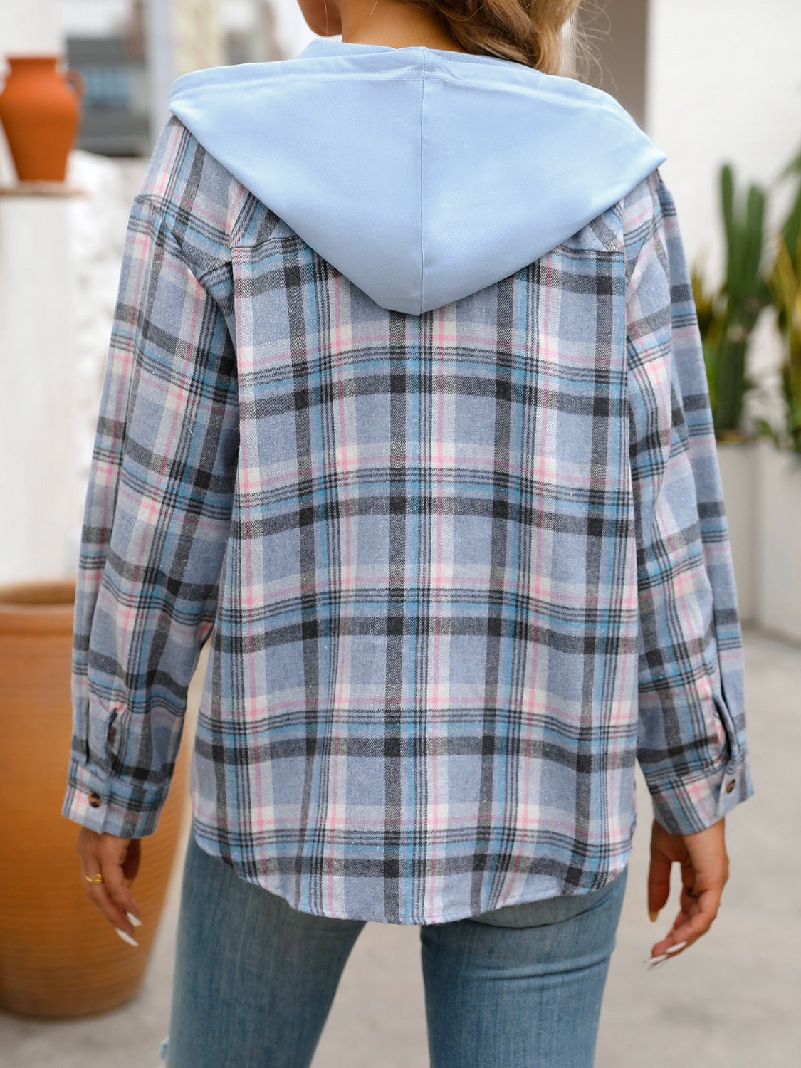 Plaid Long Sleeve Hooded Jacket - 5 Colors!