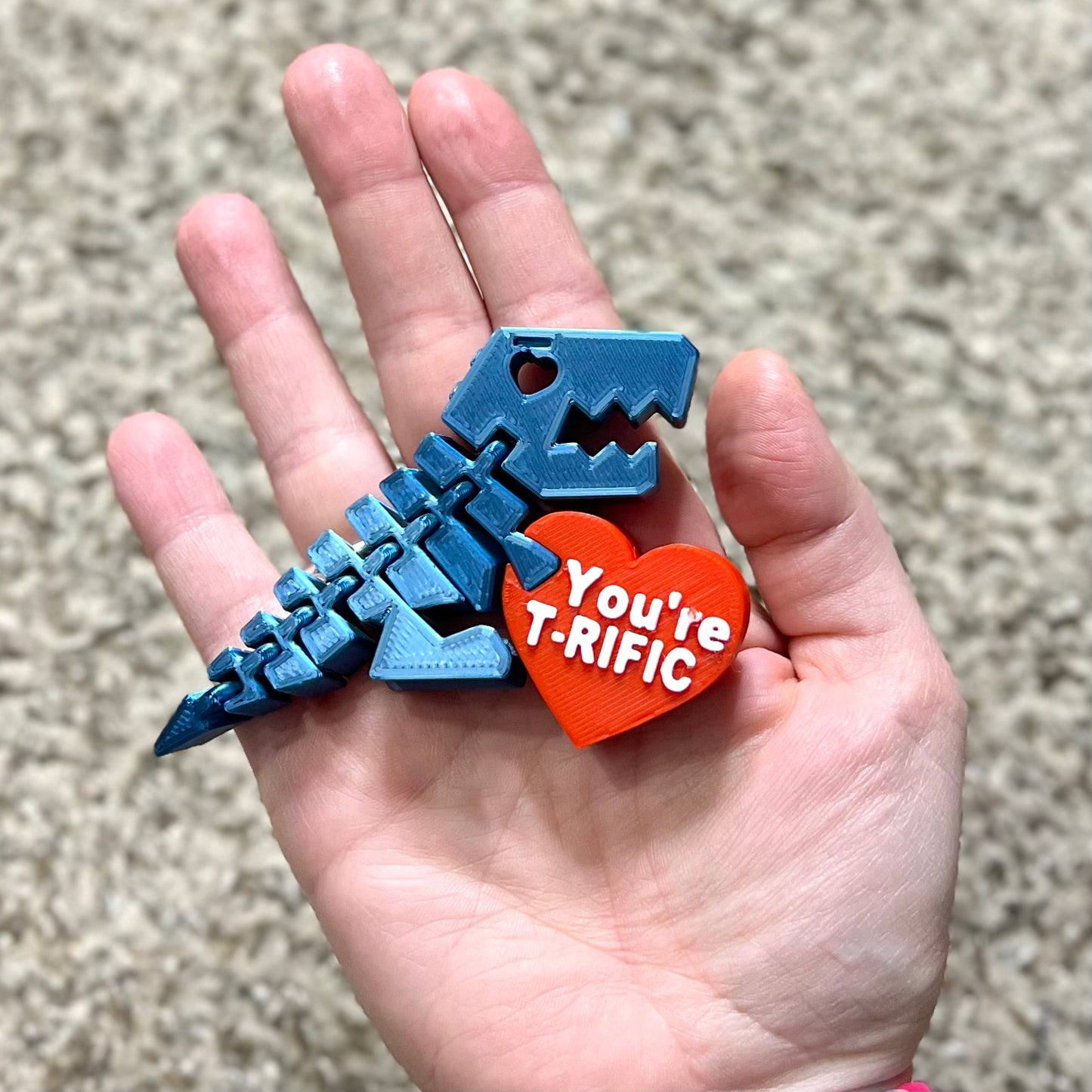 Made by Mike: Flexi T-Rex Heart Valentine 3D Printed Fidget