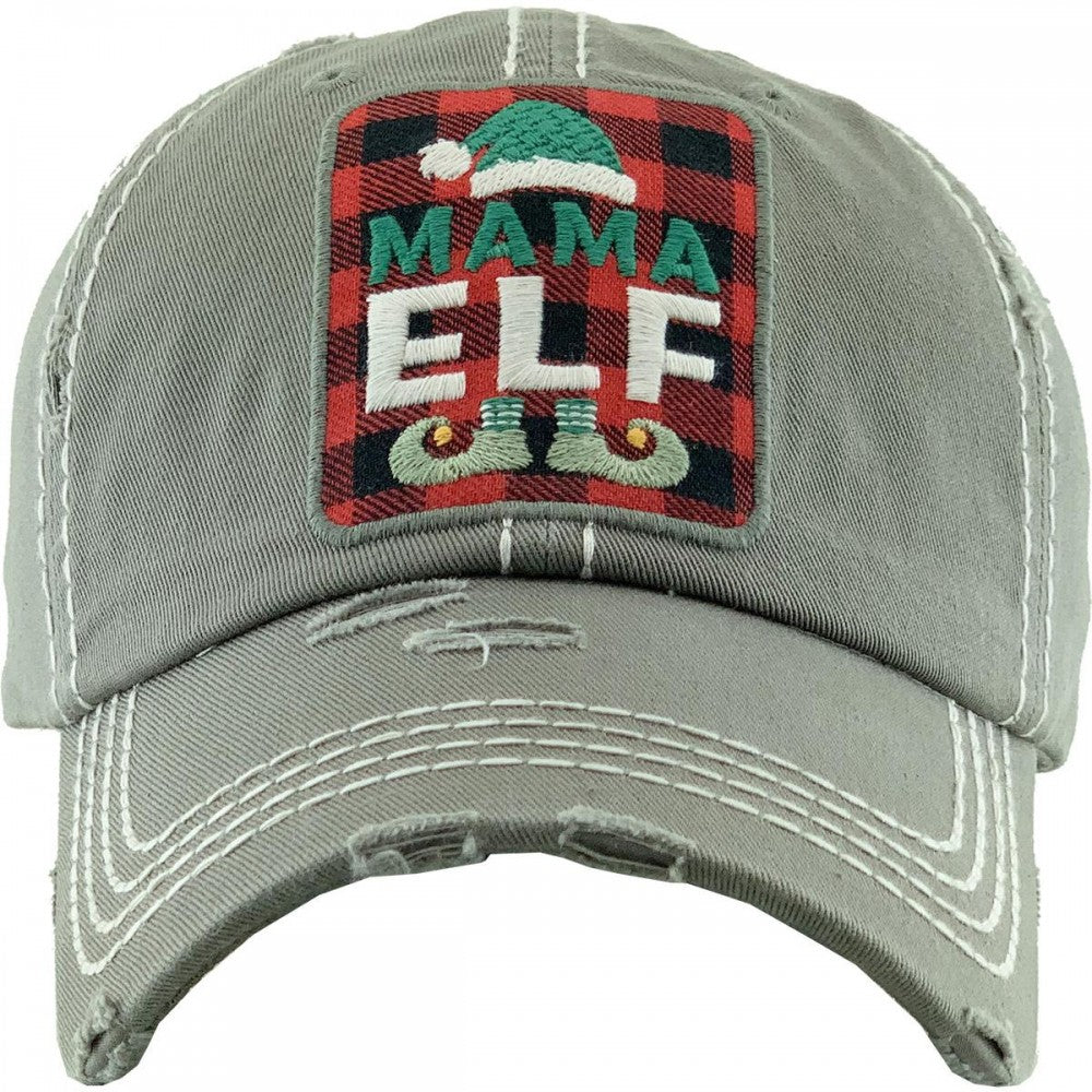 Mama Elf Vintage Distressed Baseball Cap