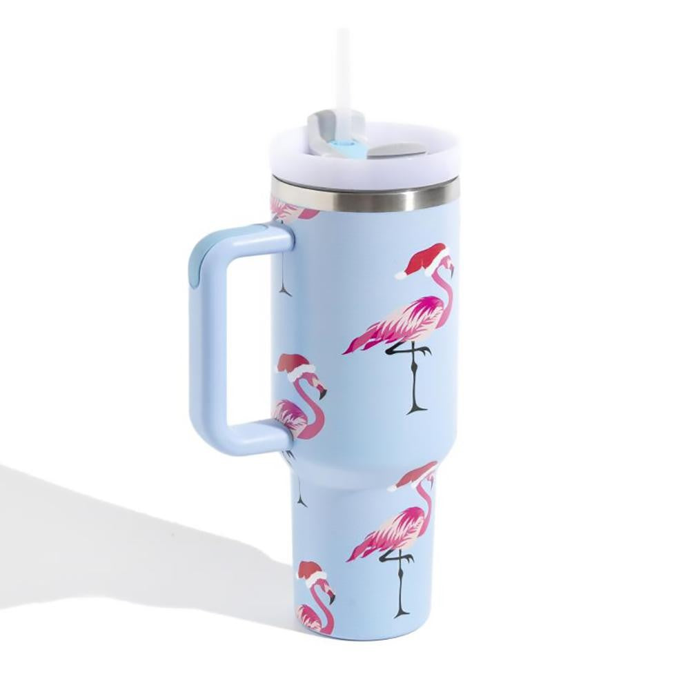 Christmas Theme Printed 40oz Double Wall Stainless Steel Vacuum Tumbler With Handle