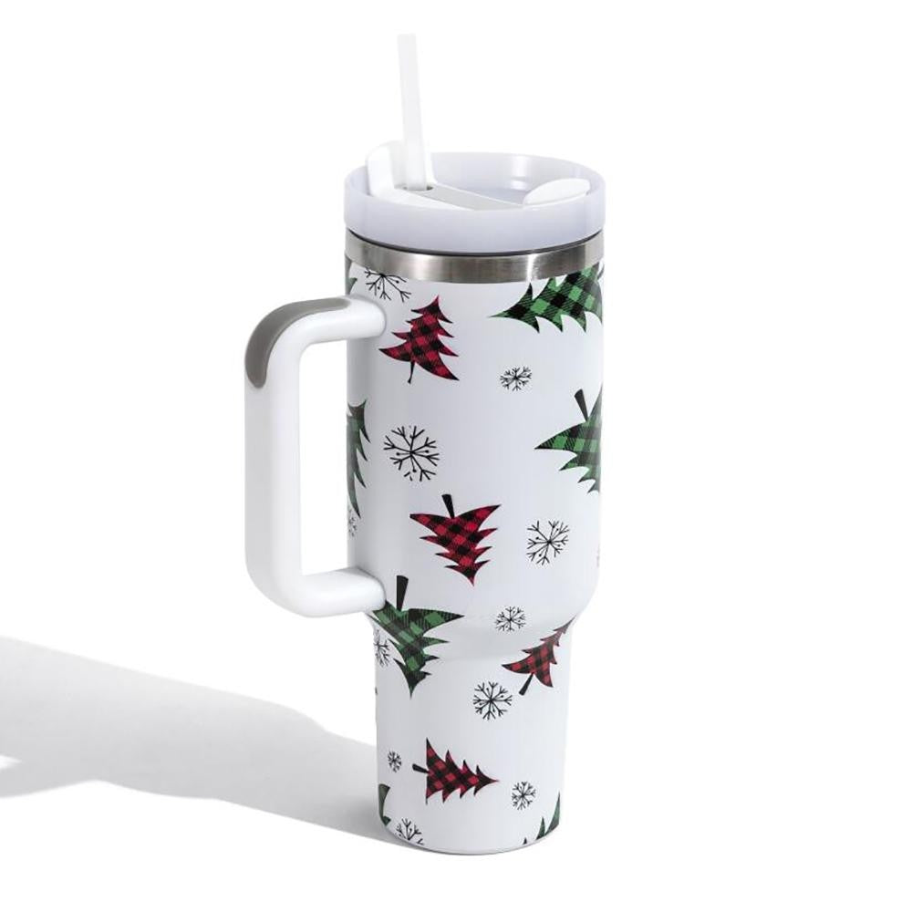 Christmas Theme Printed 40oz Double Wall Stainless Steel Vacuum Tumbler With Handle