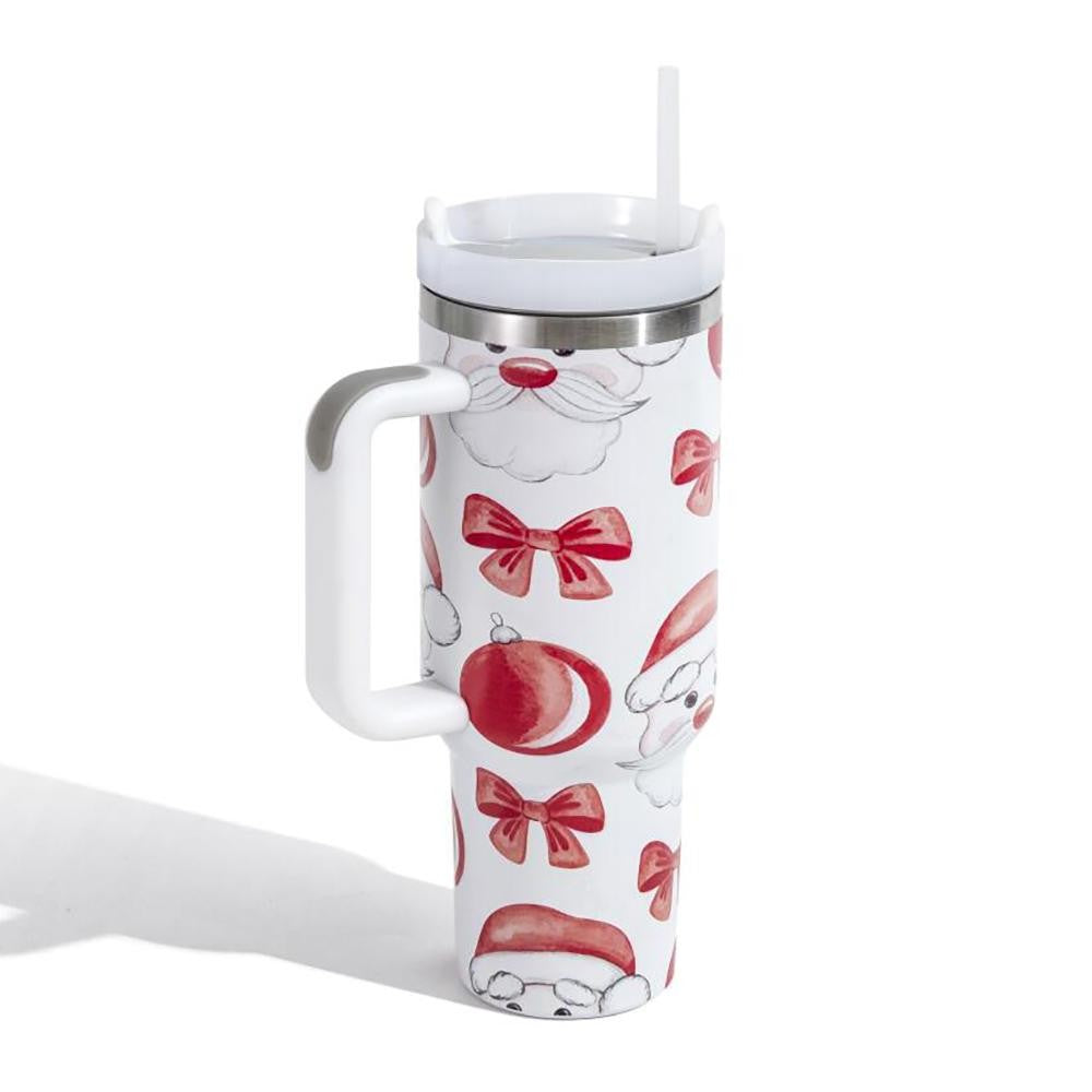 Christmas Theme Printed 40oz Double Wall Stainless Steel Vacuum Tumbler With Handle