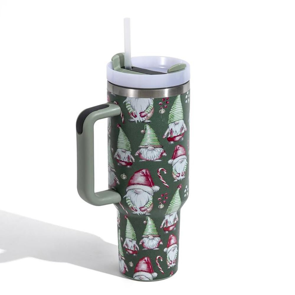 Christmas Theme Printed 40oz Double Wall Stainless Steel Vacuum Tumbler With Handle