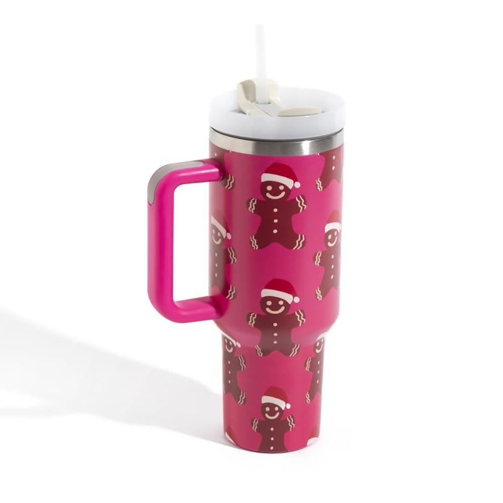 Christmas Theme Printed 40oz Double Wall Stainless Steel Vacuum Tumbler With Handle