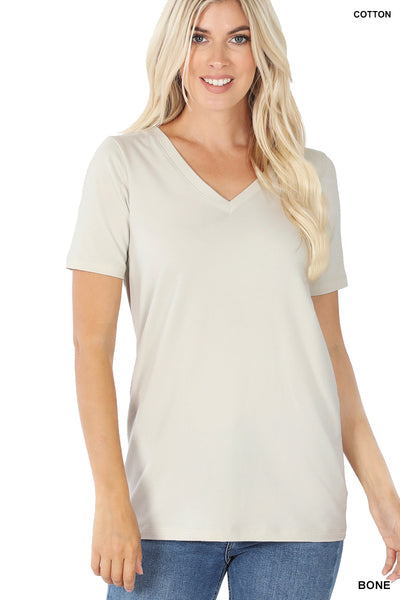 Cotton V-Neck Short Sleeve - 4 Colors!