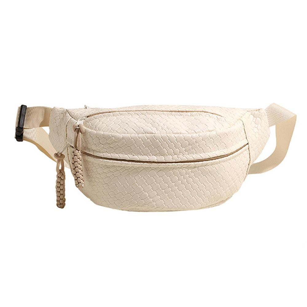 Woven Vegan Leather Cross Body Bag With Adjustable Buckle Strap - 3 Color Options!