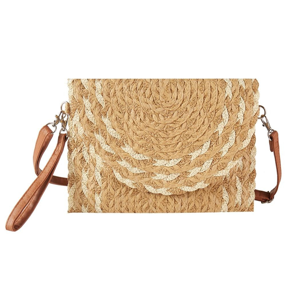 Woven Straw Clutch Cross Body Bag