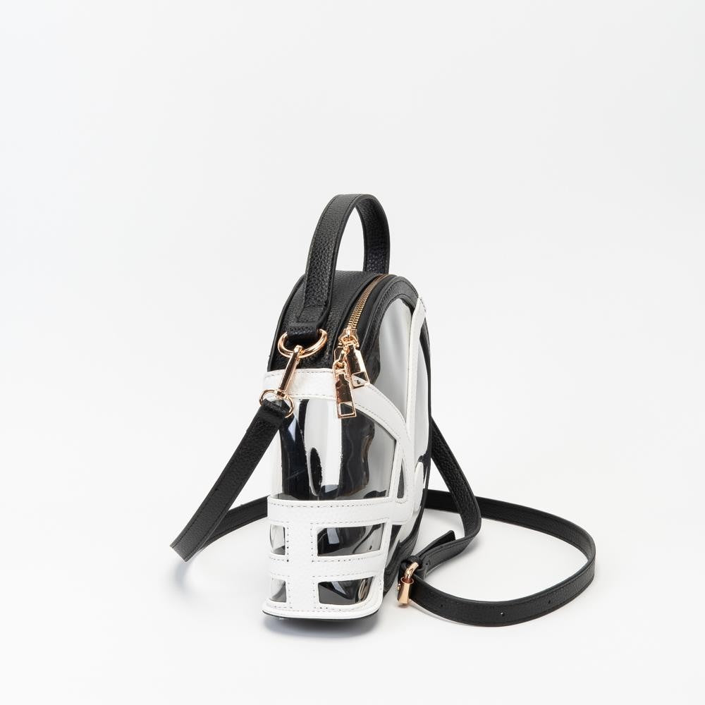 Clear Football Helmet Tote Bag With Vegan Leather Trim