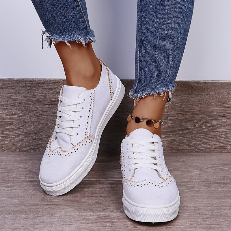 Lace-Up Suedette Flat Sneakers - 4 Colors