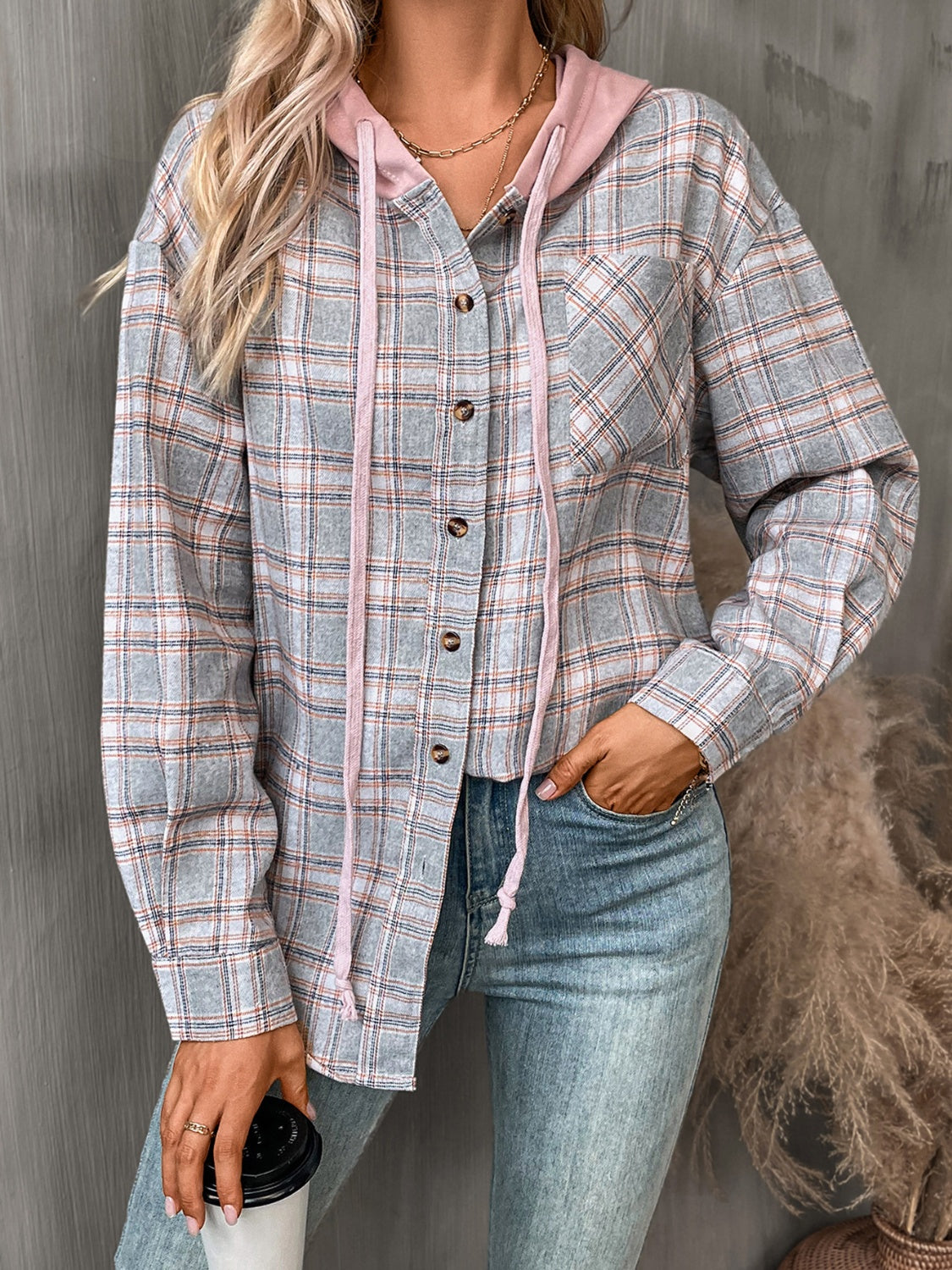 Plaid Long Sleeve Hooded Jacket - 5 Colors!