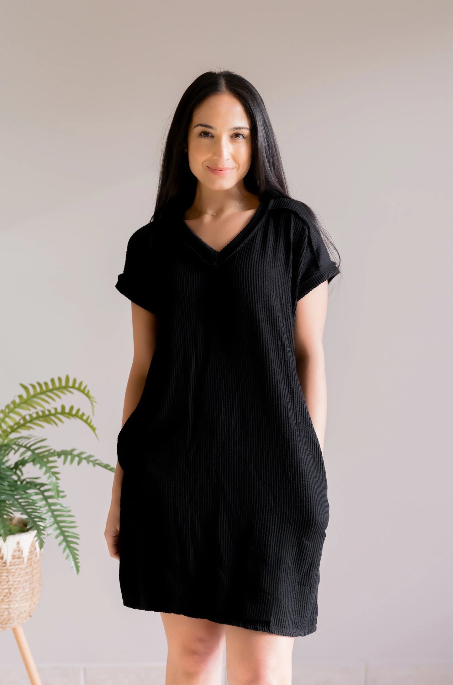 Willow Breeze Ribbed Mini Dress