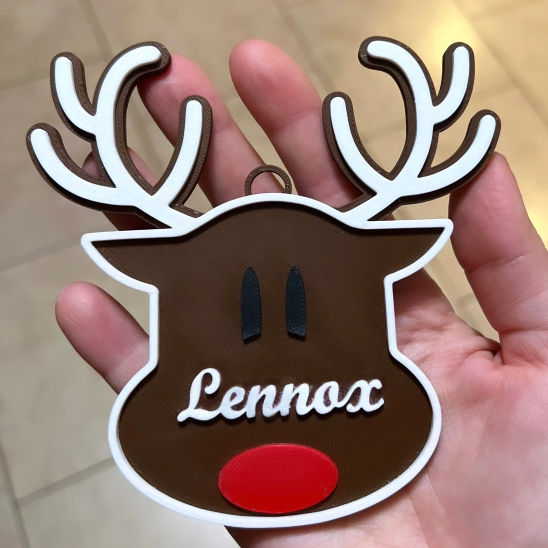Made by Mike: Custom Name Reindeer Ornament 3D Printed