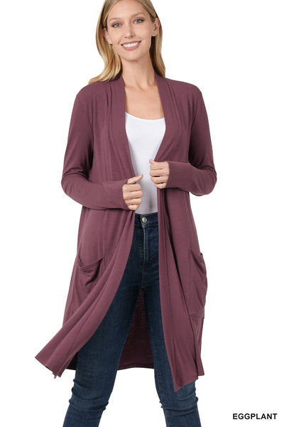 Slouchy Pocket Open Cardigan - 2 Colors