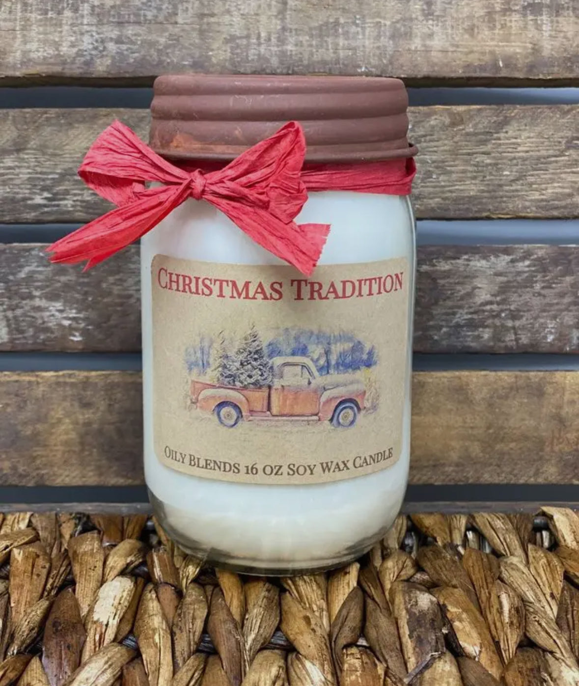 Rustic Jar 100 Hour Burn Time Christmas Candle
