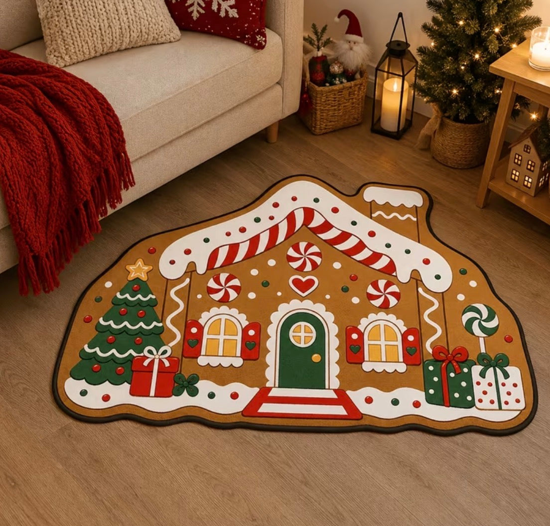 Preorder Gingerbread House Shaped Bath/Bedroom/Kitchen Rug