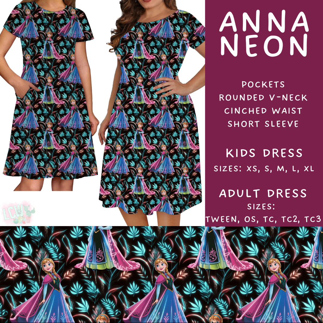 Neon Anna Adult & Kids Dress - PREORDER Batch #487 - ETA Mid-April