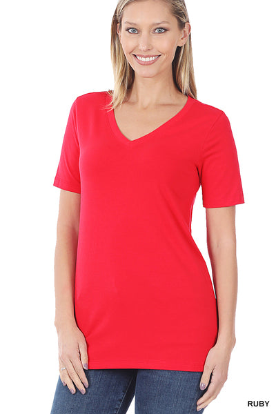 Cotton V-Neck Short Sleeve - 4 Colors!