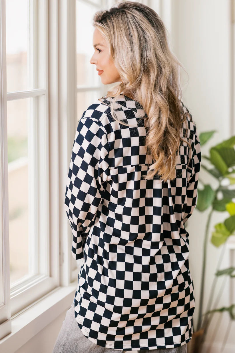 Checkmate Babe Split Collar Top